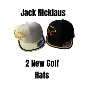 2 NEW Jack Nicklaus Golf Hats The Golden Bear Mens Fitted Size S/M